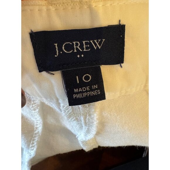 J Crew Shorts Women 10 White Linen Cotton Blend Scalloped Hem Preppy Vacation - Picture 8 of 9